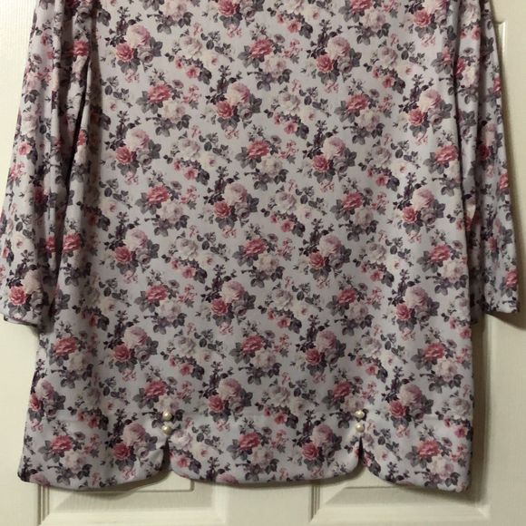 Blouses for Women Haband Grey with Pink Floral Size Large - Picture 4 of 8
